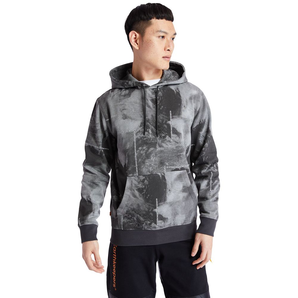 Timberland Φουτερ Ανδρικα Βαθυ Γκρι - Reflective Printed Pullover Hoodie - Greece 0485617-HE